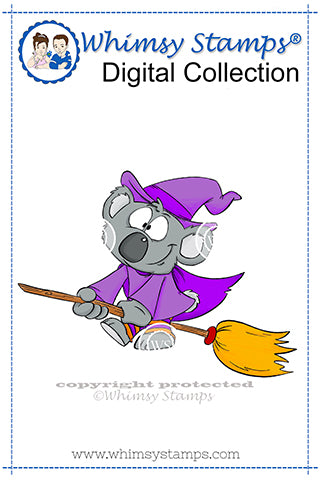 Koala Witch - Digital Stamp Set - Whimsy Stamps