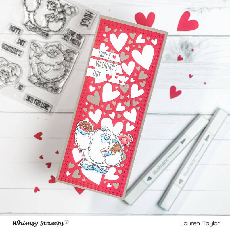 Slimline Hearts Background Die - Whimsy Stamps