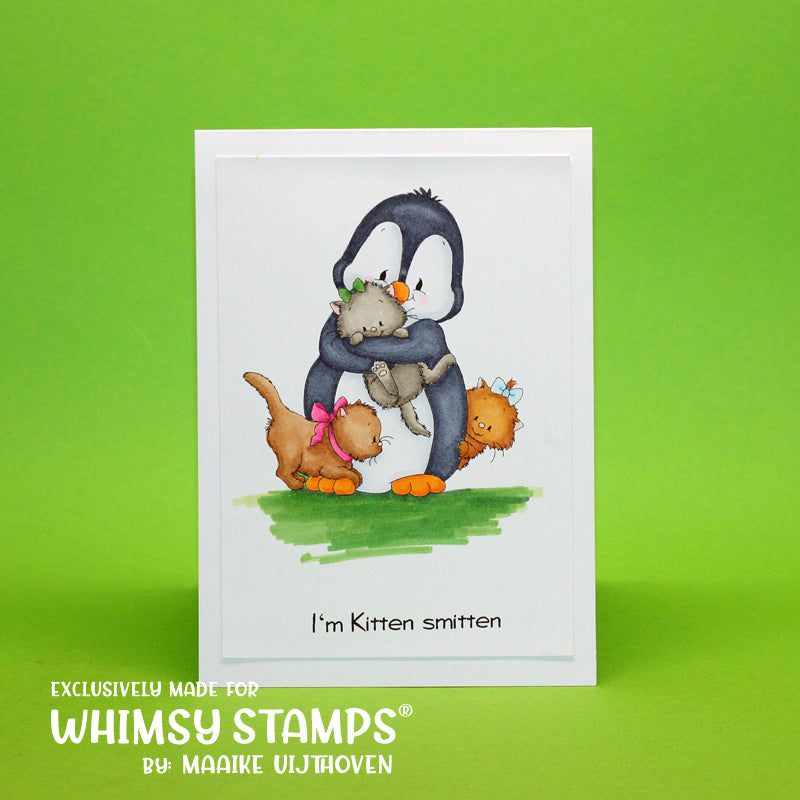 Penguin Loves His Kittens - Digital Stamp - Whimsy Stamps