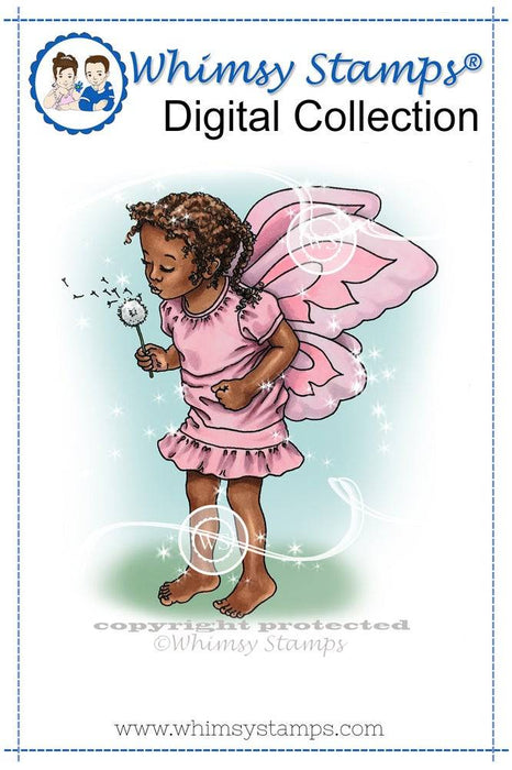 Maya Making Wishes - Digital Stamp - Whimsy Stamps