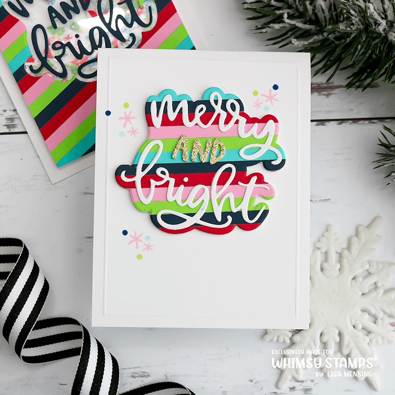**NEW Merry and Bright Word and Shadow Die Set - Whimsy Stamps