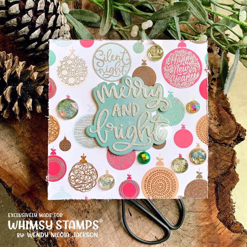 Merry and Bright Word and Shadow Die Set - Whimsy Stamps