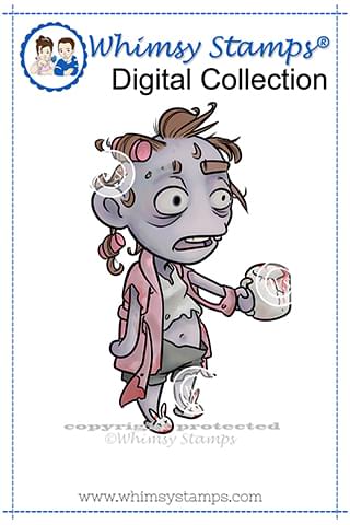 Mini Coffee Zombie - Digital Stamp - Whimsy Stamps