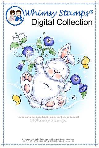 Morning Glory Bunny - Digital Stamp - Whimsy Stamps