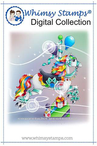 Carousel Horse Party Pony - Digital Stamp - Whimsy Stamps