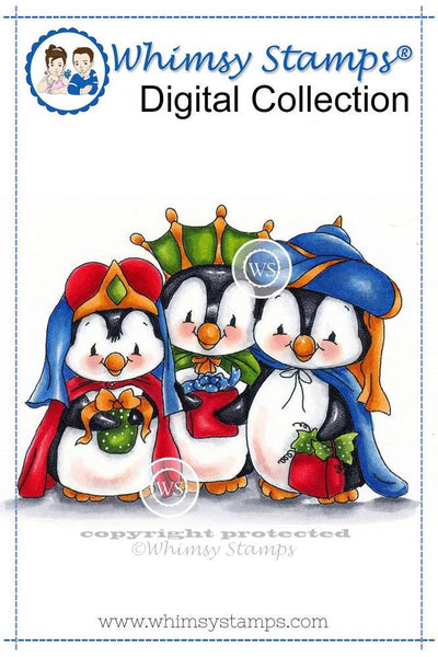 Penguin Three Kings - Digital Stamp - Whimsy Stamps