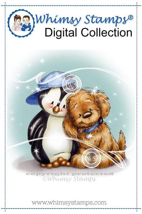 Penguin and Pup - Digital Stamp - Whimsy Stamps