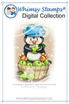 Penguin Apple Bushel - Digital Stamp - Whimsy Stamps