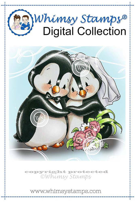 Penguin Bride and Groom - Digital Stamp - Whimsy Stamps