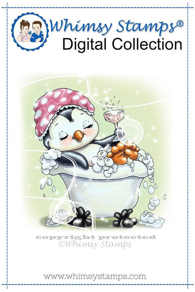 Penguin Bubble Bath - Digital Stamp - Whimsy Stamps