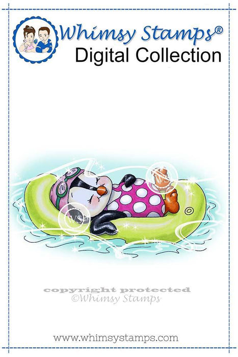 Penguin Floating - Digital Stamp - Whimsy Stamps