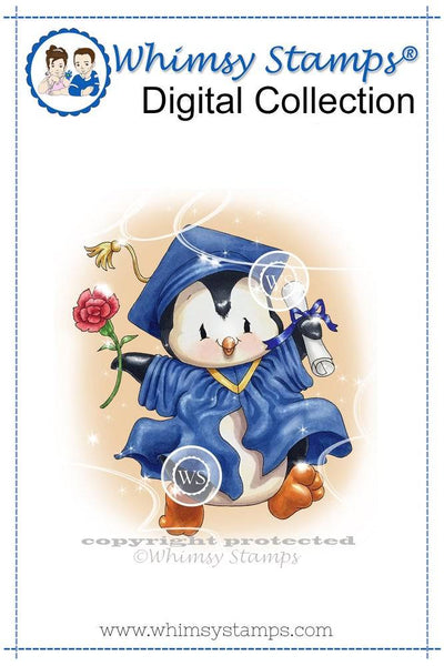 Penguin Graduation - Digital Stamp - Whimsy Stamps
