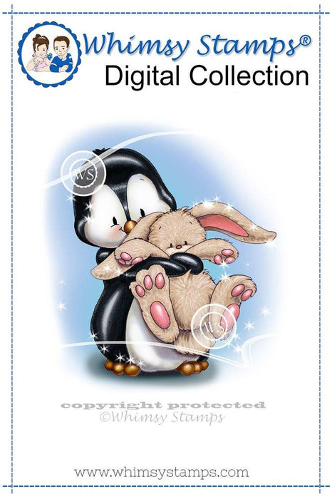 Penguin Loves Bunny - Digital Stamp - Whimsy Stamps