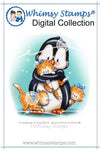 Penguin Loves His Kittens - Digital Stamp - Whimsy Stamps