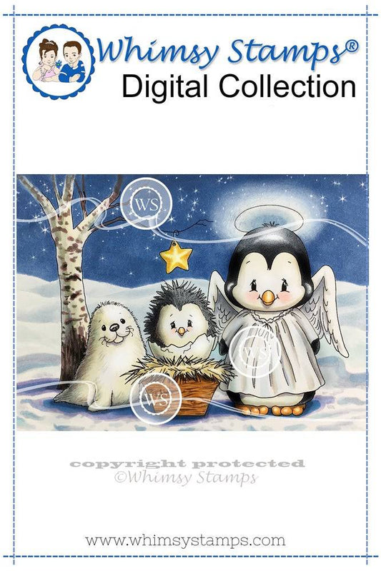 Penguin Nativity - Digital Stamp - Whimsy Stamps