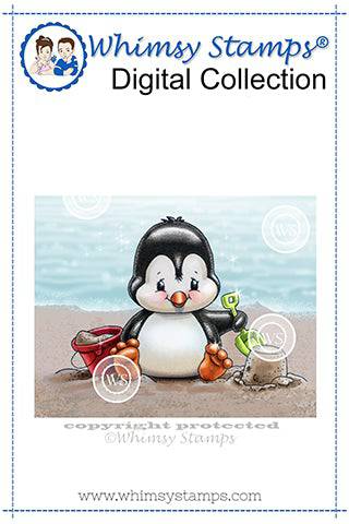Penguin Beach - Digital Stamp - Whimsy Stamps