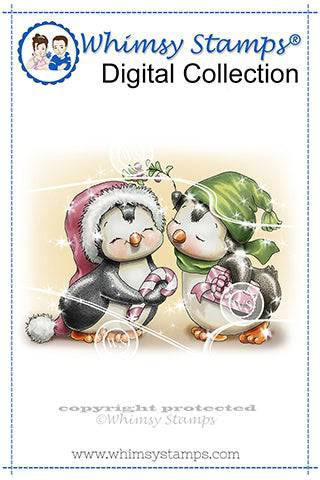 Penguins Under the Mistletoe - Digital Stamp - Whimsy Stamps