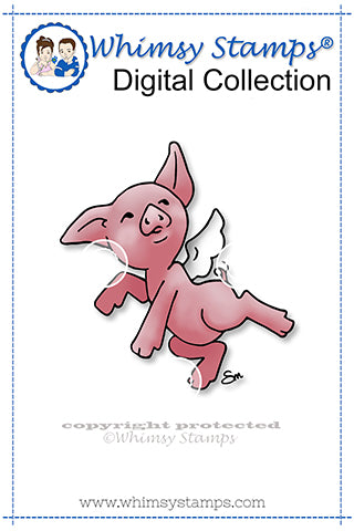 Pigs Can Fly Too - Whimsy Stamps