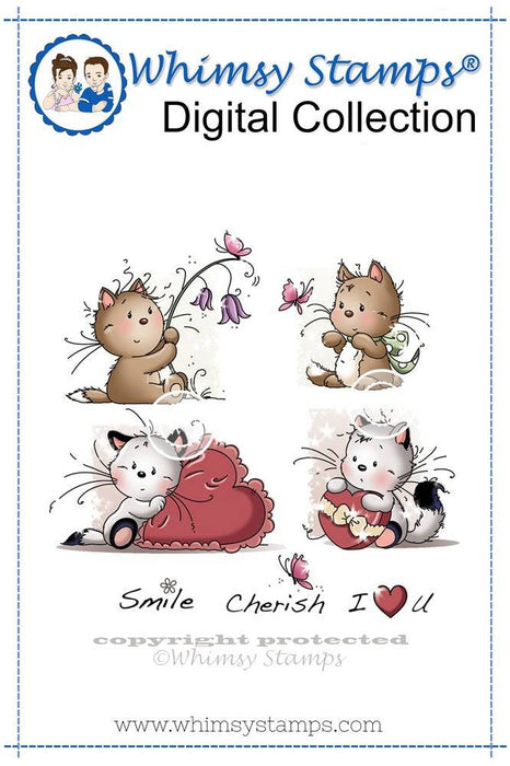 Playful Kittens - Digital Stamp - Whimsy Stamps