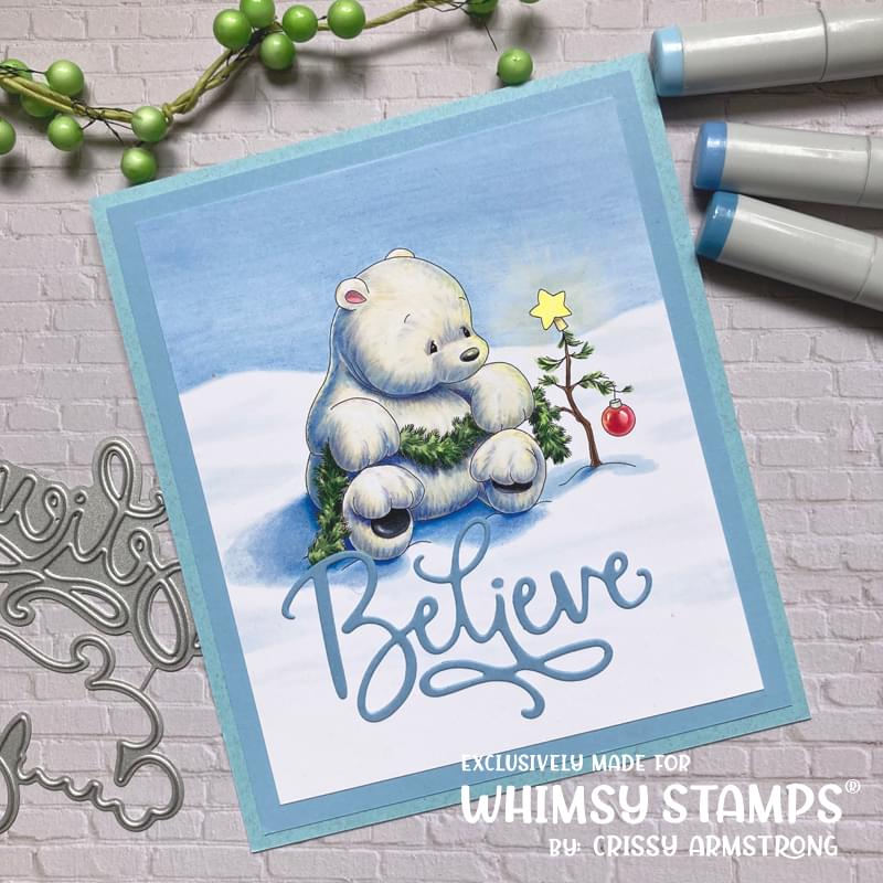 Polar Bear's Christmas Tree - Digital Stamp - Whimsy Stamps