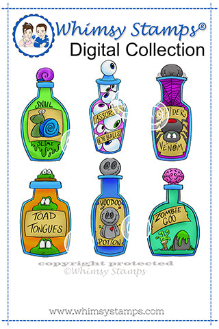 Potion Bottles - Digital Stamp - Whimsy Stamps