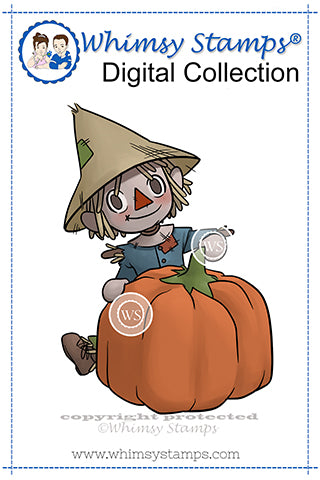 Pumpkin Scarecrow - Digital Stamp - Whimsy Stamps