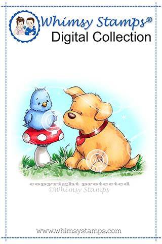 Puppy's New Friend - Digital Stamp - Whimsy Stamps