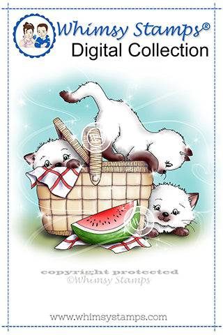 Purr-fect Picnic Cats - Digital Stamp - Whimsy Stamps