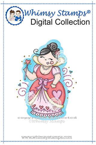 Queen of Diva Hearts - Digital Stamp - Whimsy Stamps