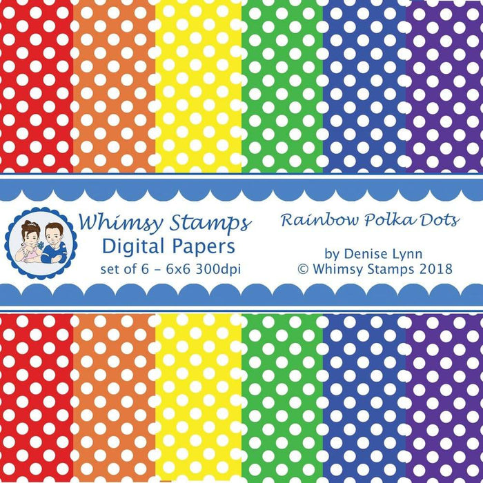 Rainbow Polka Dots Papers - Digital Papers - Whimsy Stamps