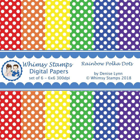 Rainbow Polka Dots Papers - Digital Papers - Whimsy Stamps