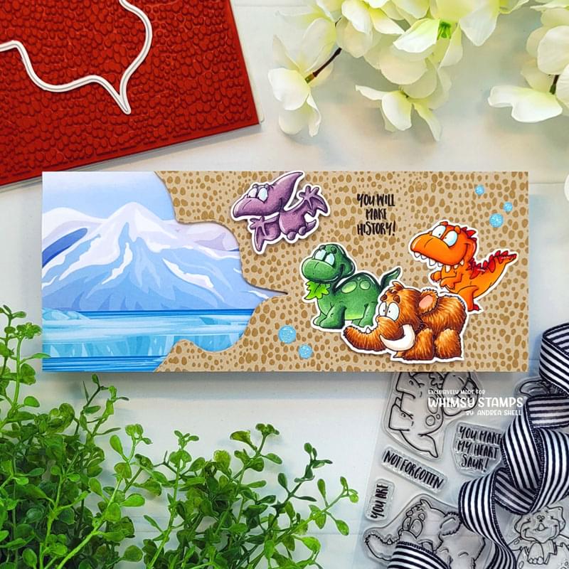 **NEW Roarsome Skin Background Rubber Cling Stamp - Whimsy Stamps