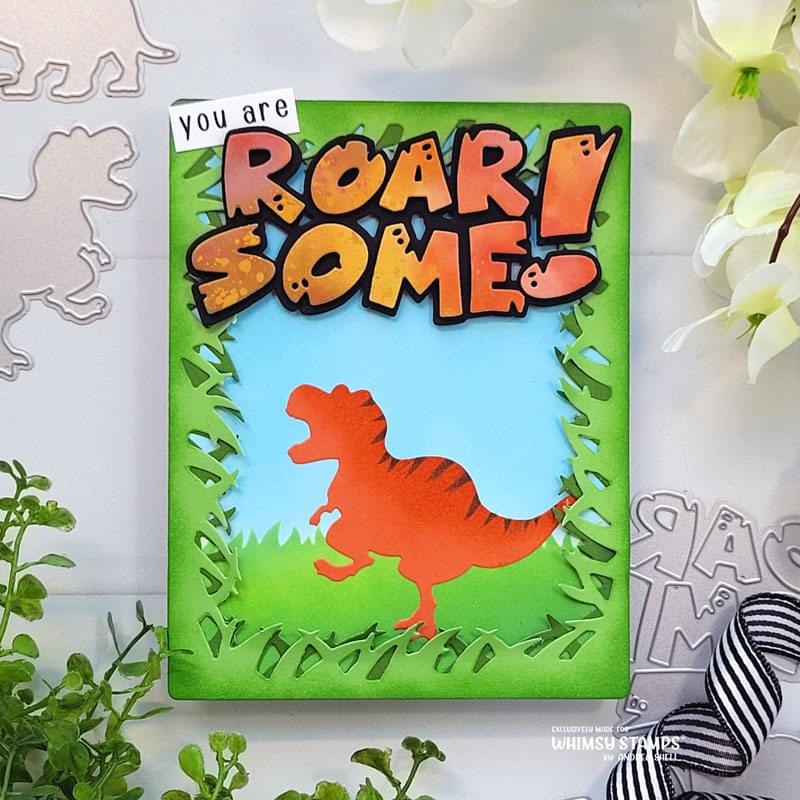 **NEW Roarsome Word and Shadow Die Set - Whimsy Stamps