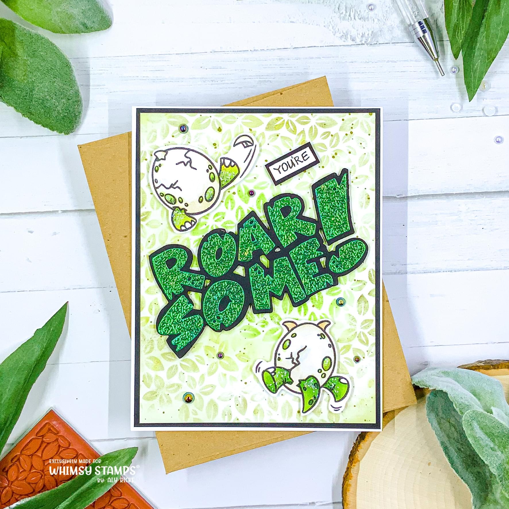 **NEW Roarsome Word and Shadow Die Set - Whimsy Stamps