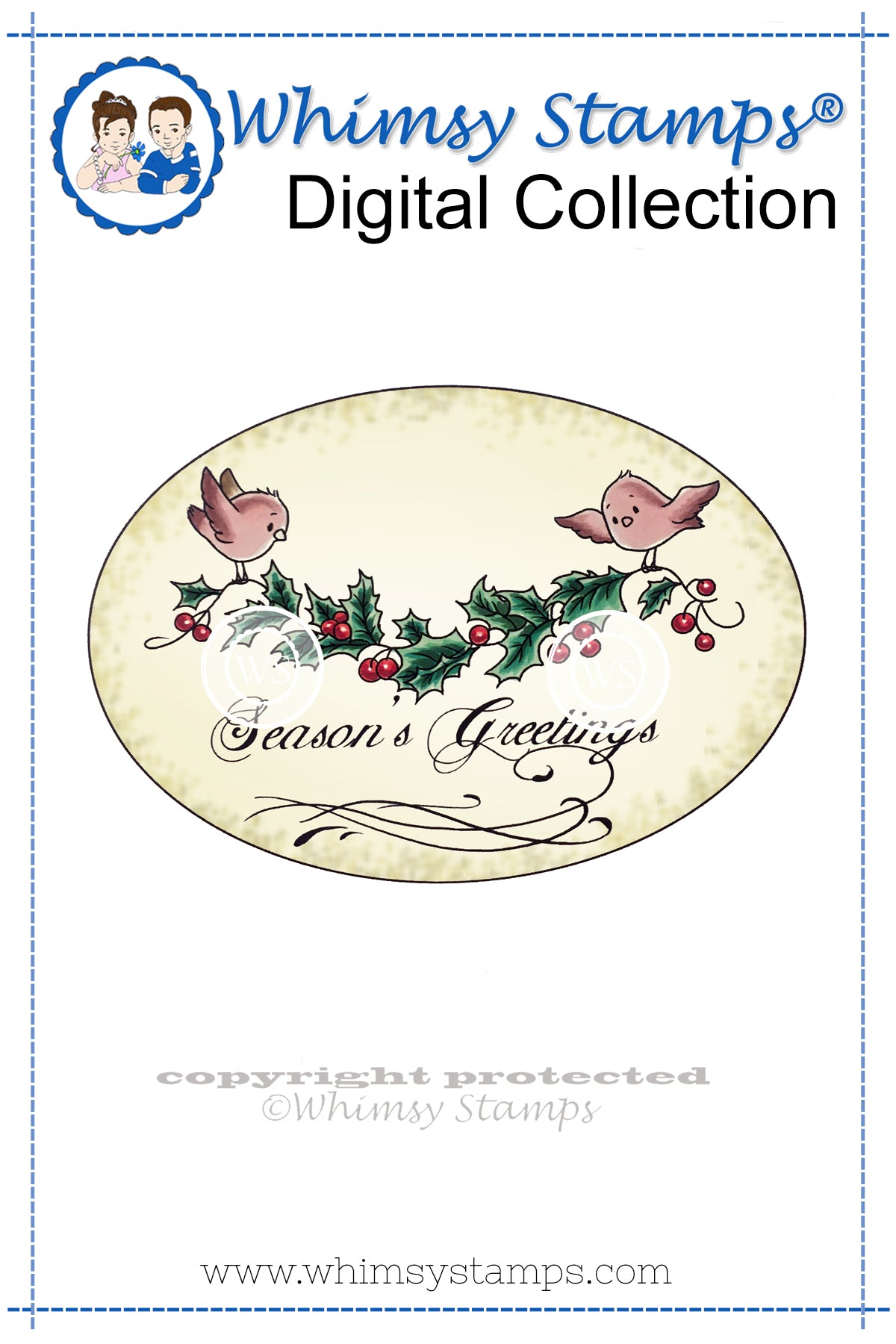 Seasons Greeting - Digital Stamp - Whimsy Stamps