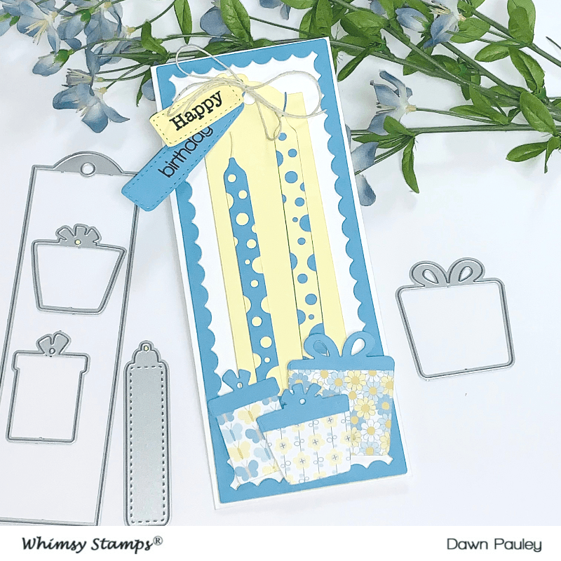 Slimline Birthday Scallops Die - Whimsy Stamps