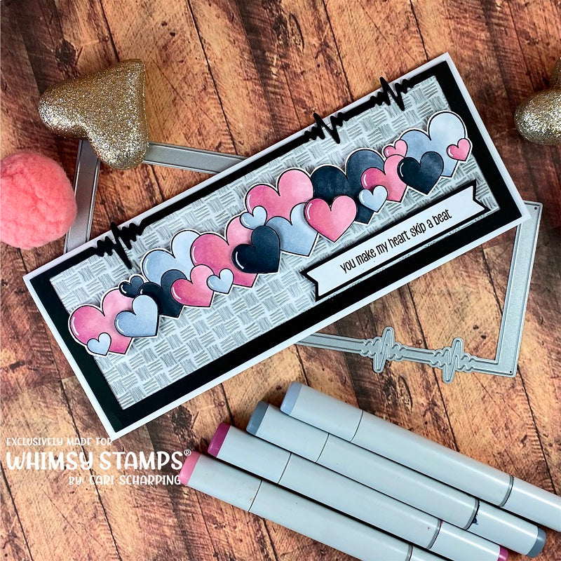 **NEW Slimline Heartbeats Die Set - Whimsy Stamps