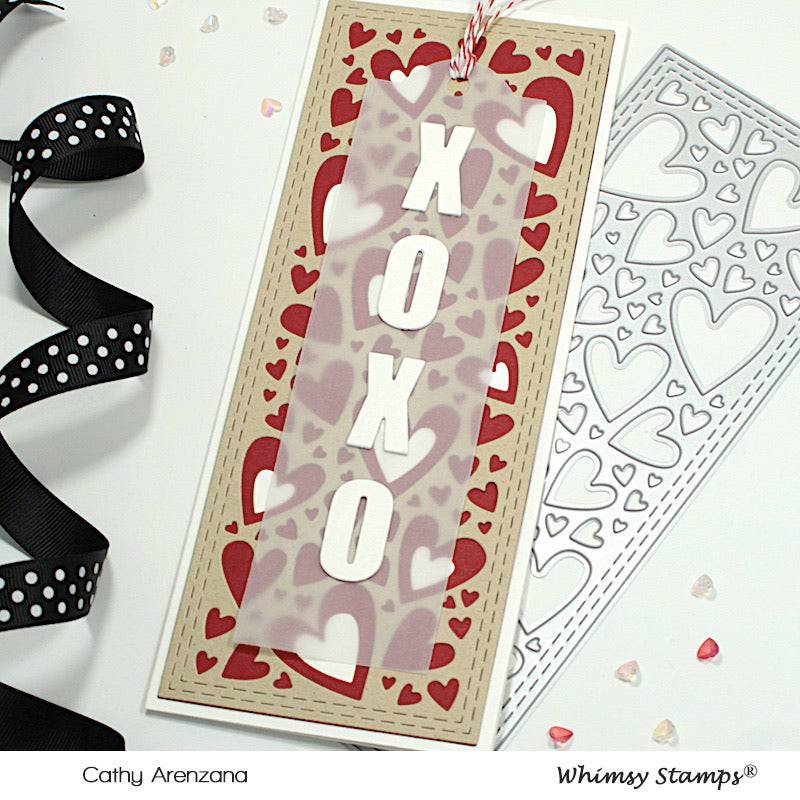 Slimline Hearts Background Die - Whimsy Stamps