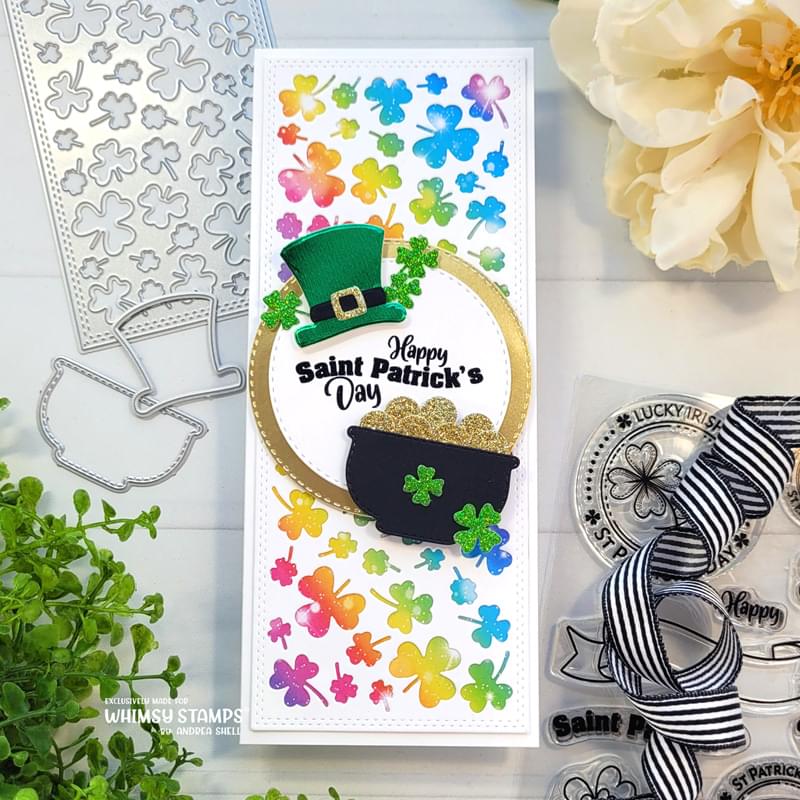 **NEW Slimline Shamrocks Background Die - Whimsy Stamps