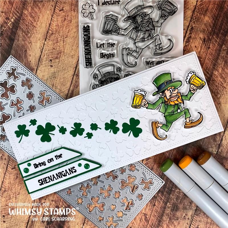 **NEW Slimline Shamrocks Background Die - Whimsy Stamps