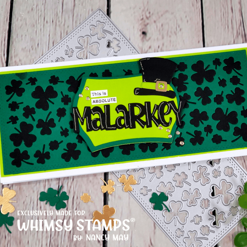 **NEW Slimline Shamrocks Background Die - Whimsy Stamps