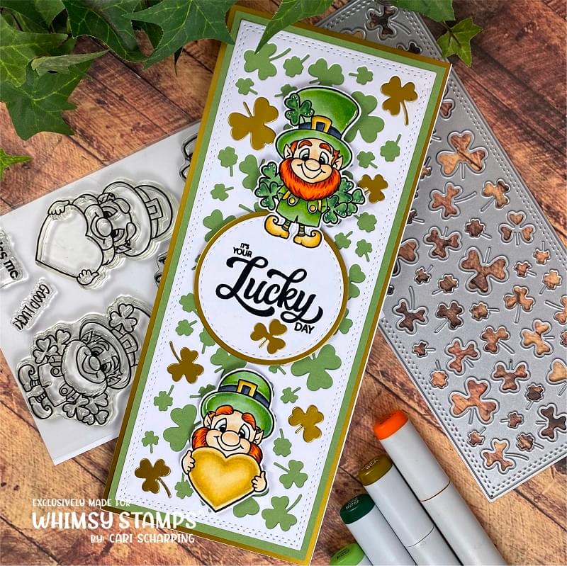 Slimline Shamrocks Background Die - Whimsy Stamps