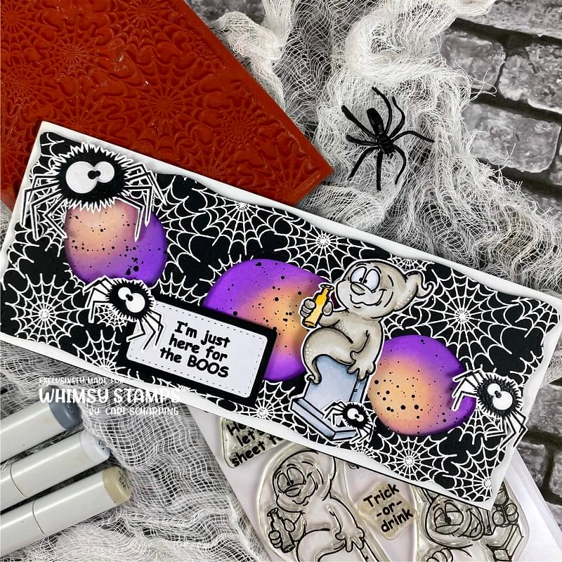 **NEW Slimline Spider Webs Background Rubber Cling Stamp - Whimsy Stamps