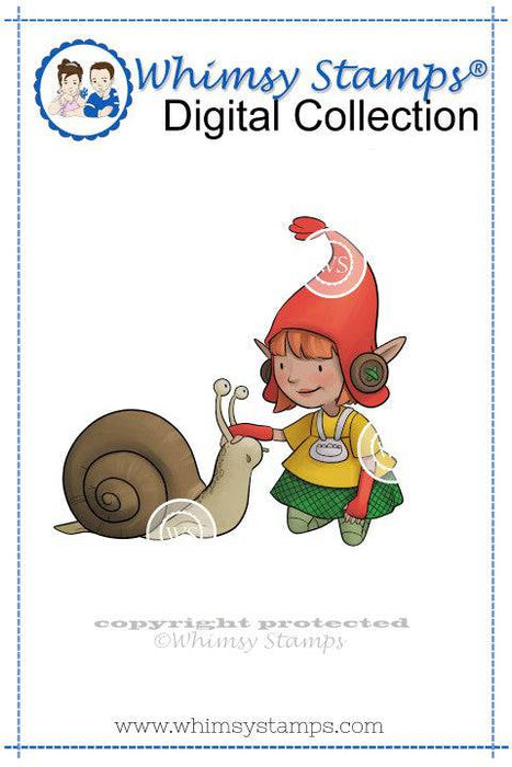 Snail Gnome - Digital Stamp - Whimsy Stamps