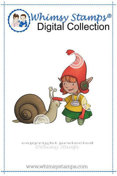 Snail Gnome - Digital Stamp - Whimsy Stamps