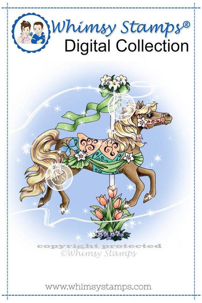 Carousel Horse Spring Stepping - Digital Stamp - Whimsy Stamps