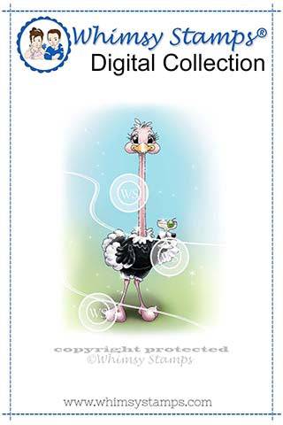 Stretchy Ostrich - Digital Stamp - Whimsy Stamps