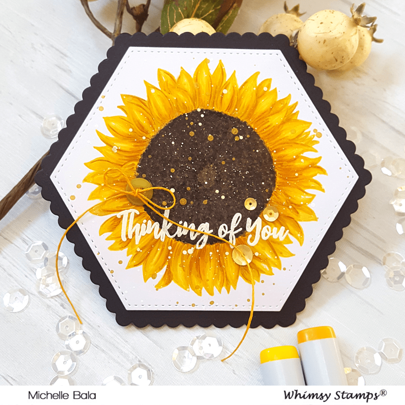 Sunflower Background Rubber Cling Stamp - Whimsy Stamps