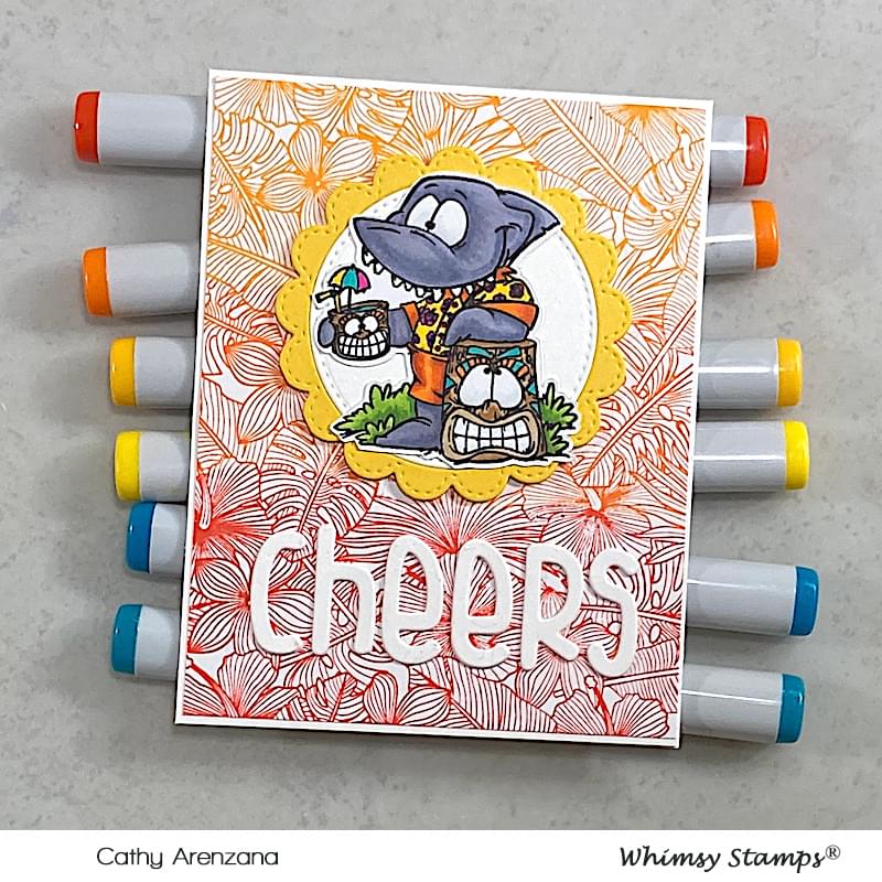 **NEW Tropical Floral Background Rubber Cling Stamp - Whimsy Stamps