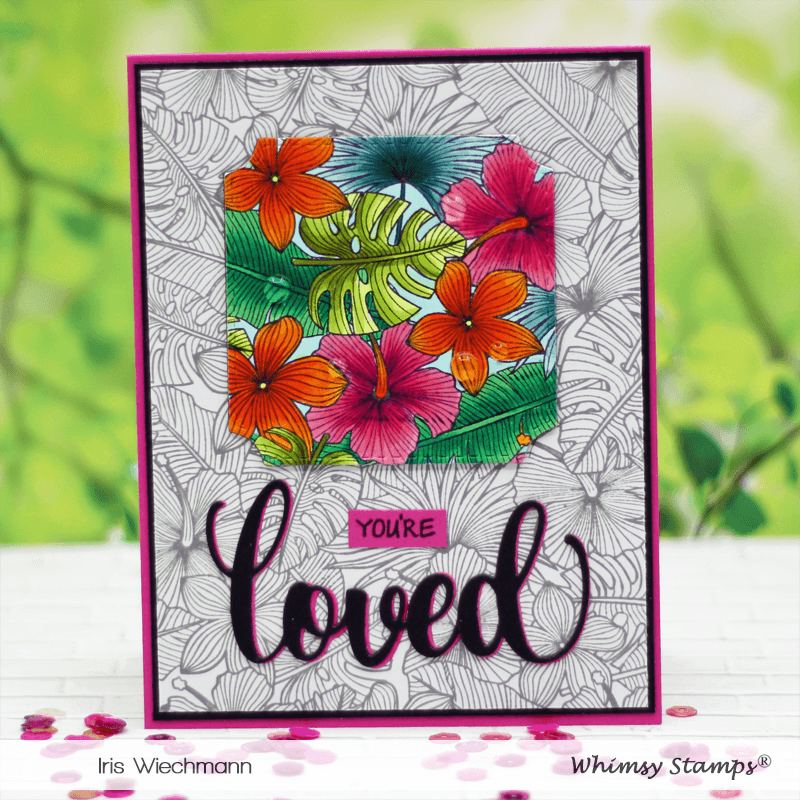 **NEW Tropical Floral Background Rubber Cling Stamp - Whimsy Stamps